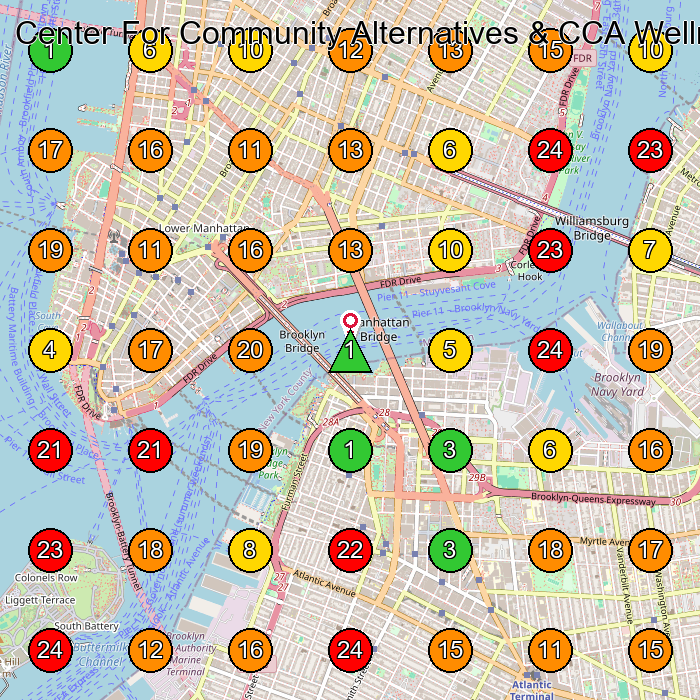Center For Community Alternatives & CCA Wellness Center Wellness Center GeoGrid ranking map for 7th floor Brooklyn
